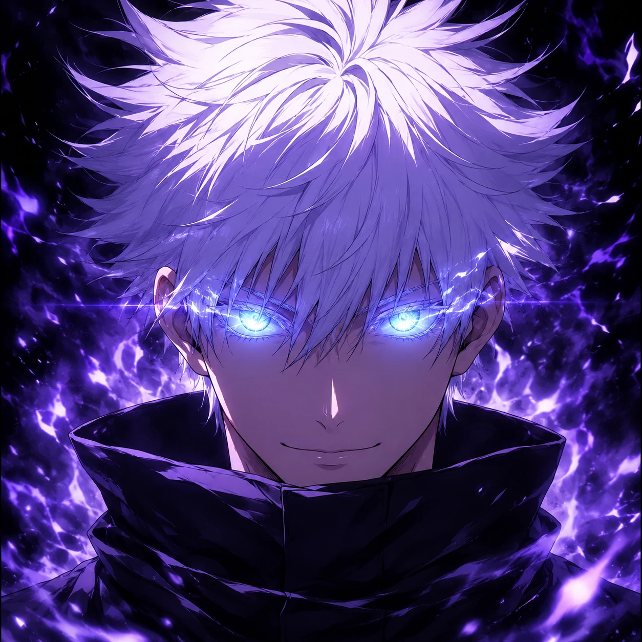 Discord Gojo profile picture with glowing eyes and centered composition