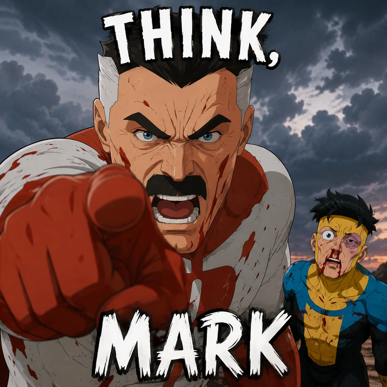Funny Invincible profile picture from the Think Mark speech scene with meme framing