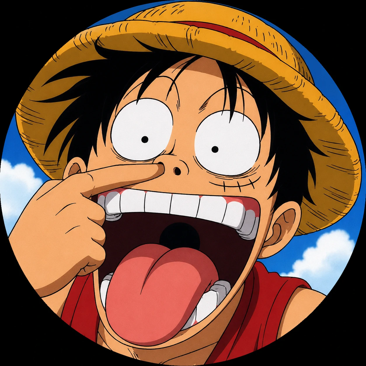 Funny Luffy pfp with exaggerated reaction face and goofy anime expression