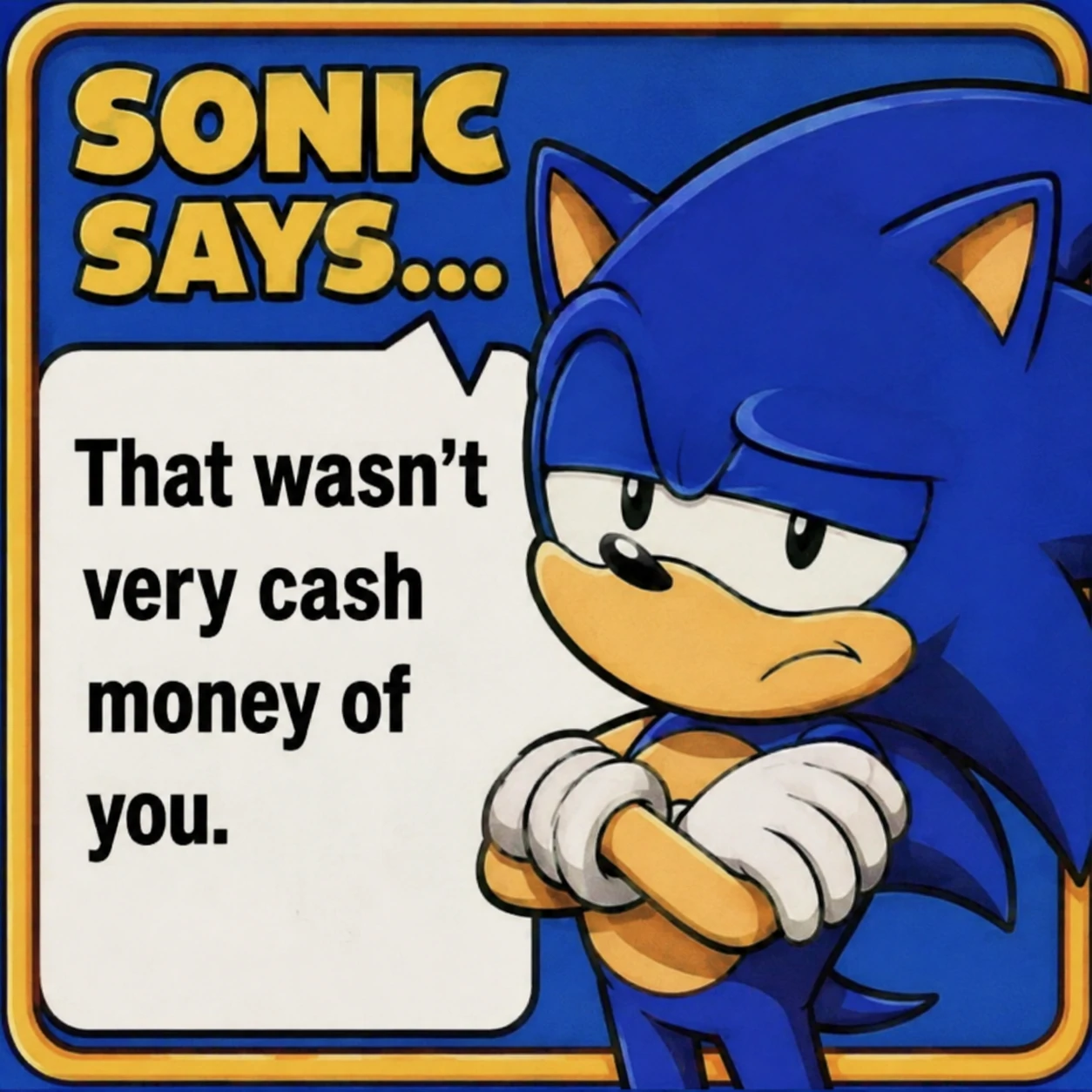 Sonic Says style funny PFP with a disappointed reaction face crop