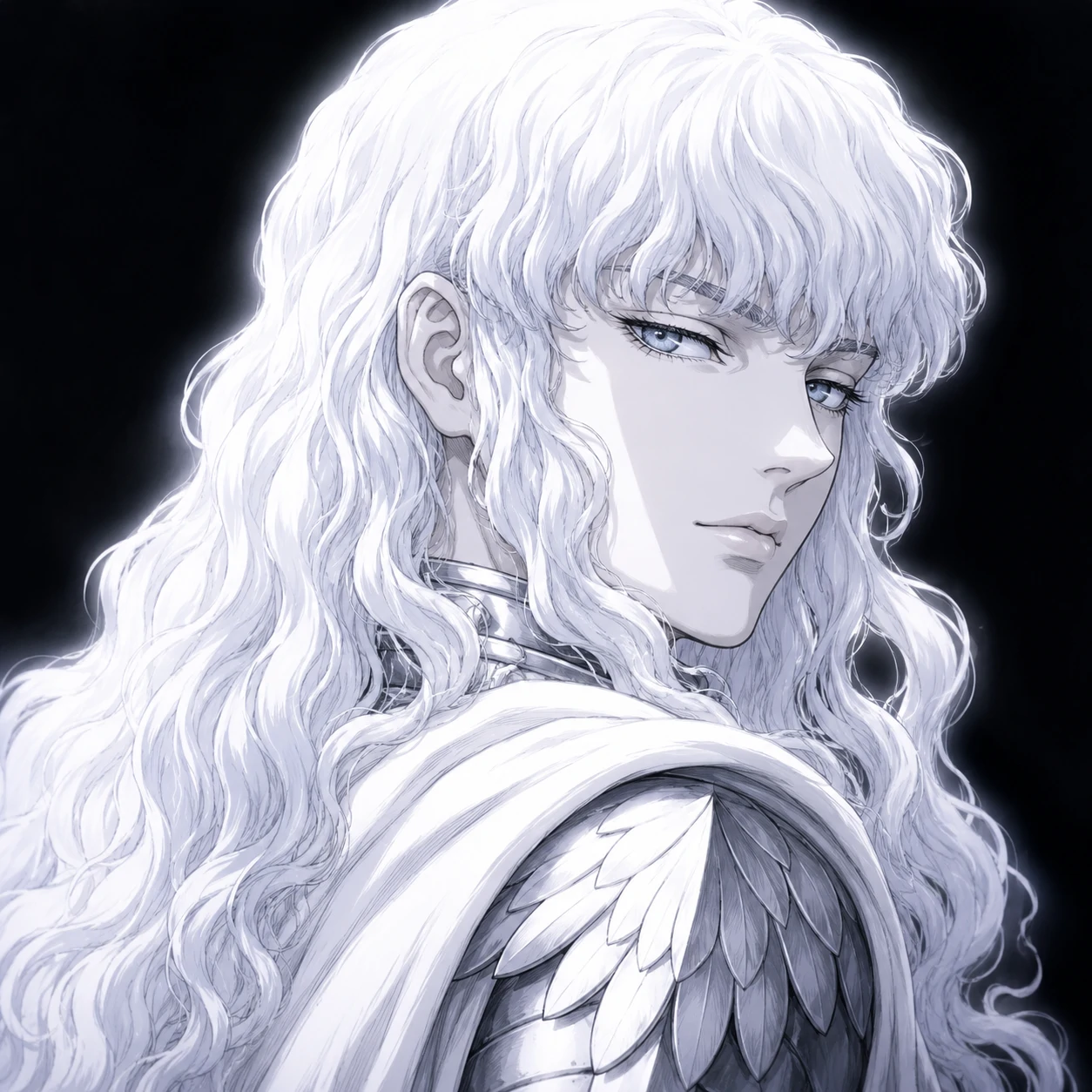 Griffith partner icon for matching Guts pfp with pale glow and composed stare