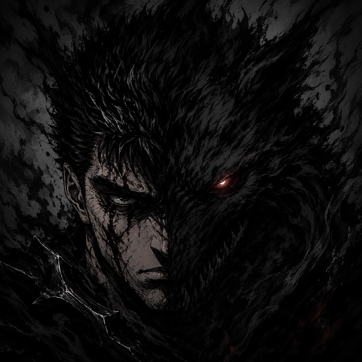 Guts Beast of Darkness pfp with wolf-like shadow form and glowing eye
