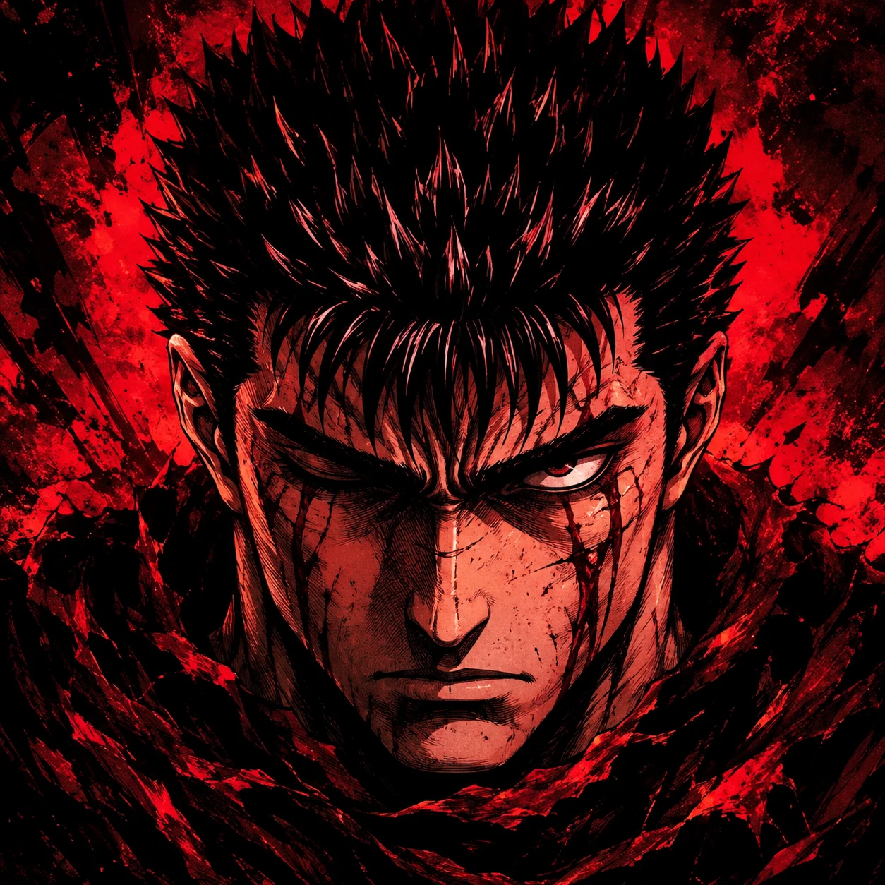 Square Guts profile picture for Instagram with red edit and centered framing
