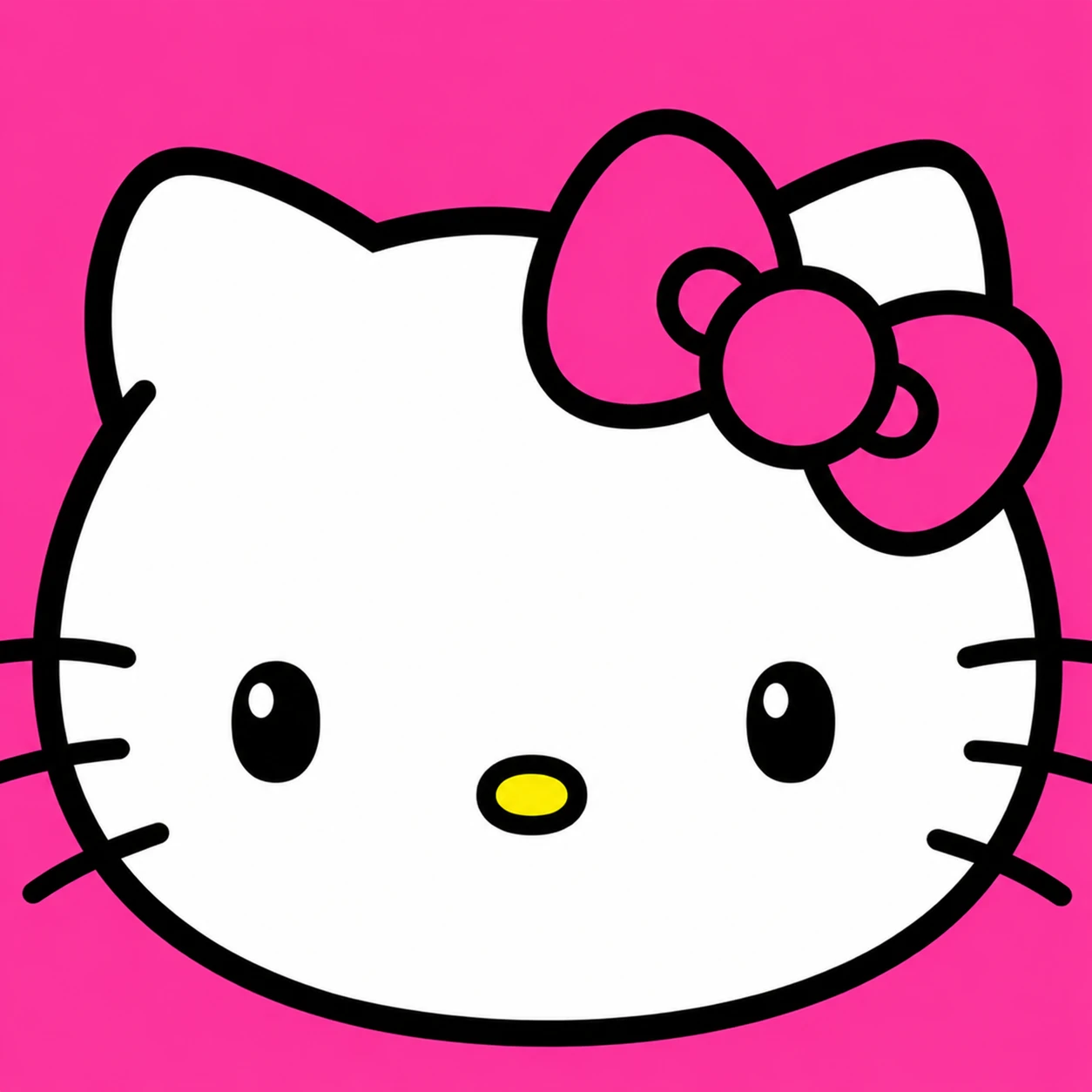 Hello Kitty Discord PFP with a big centred face and high contrast pink background