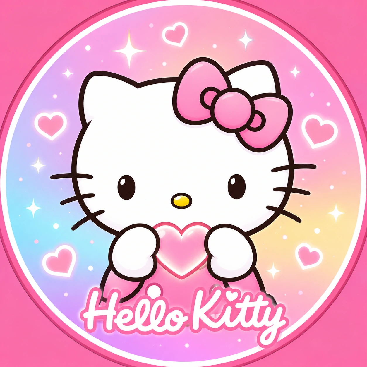 Fan-page style Hello Kitty TikTok profile picture with pastel gradient and clear framing