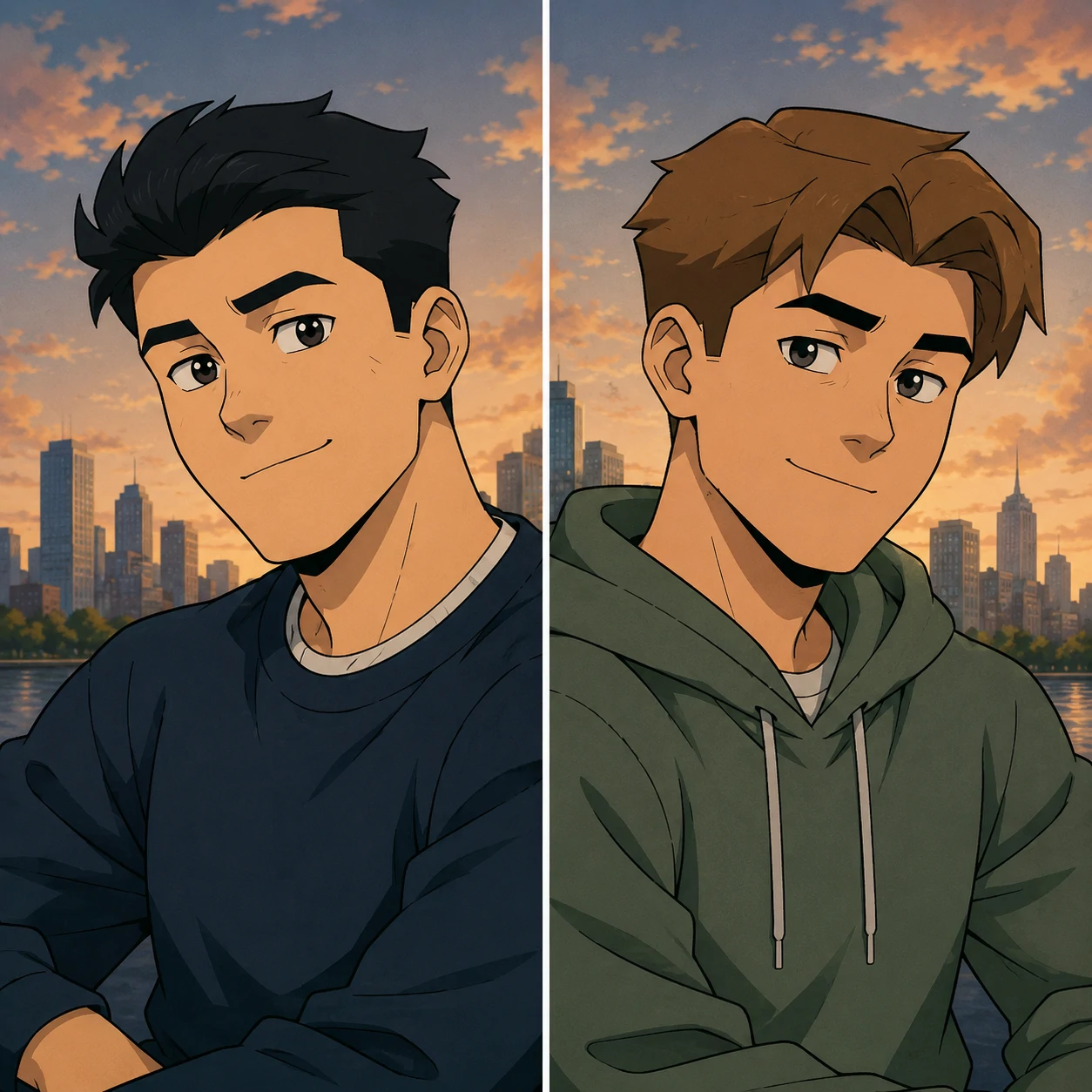Invincible matching PFP for best friends featuring Mark and William in casual side by side crops