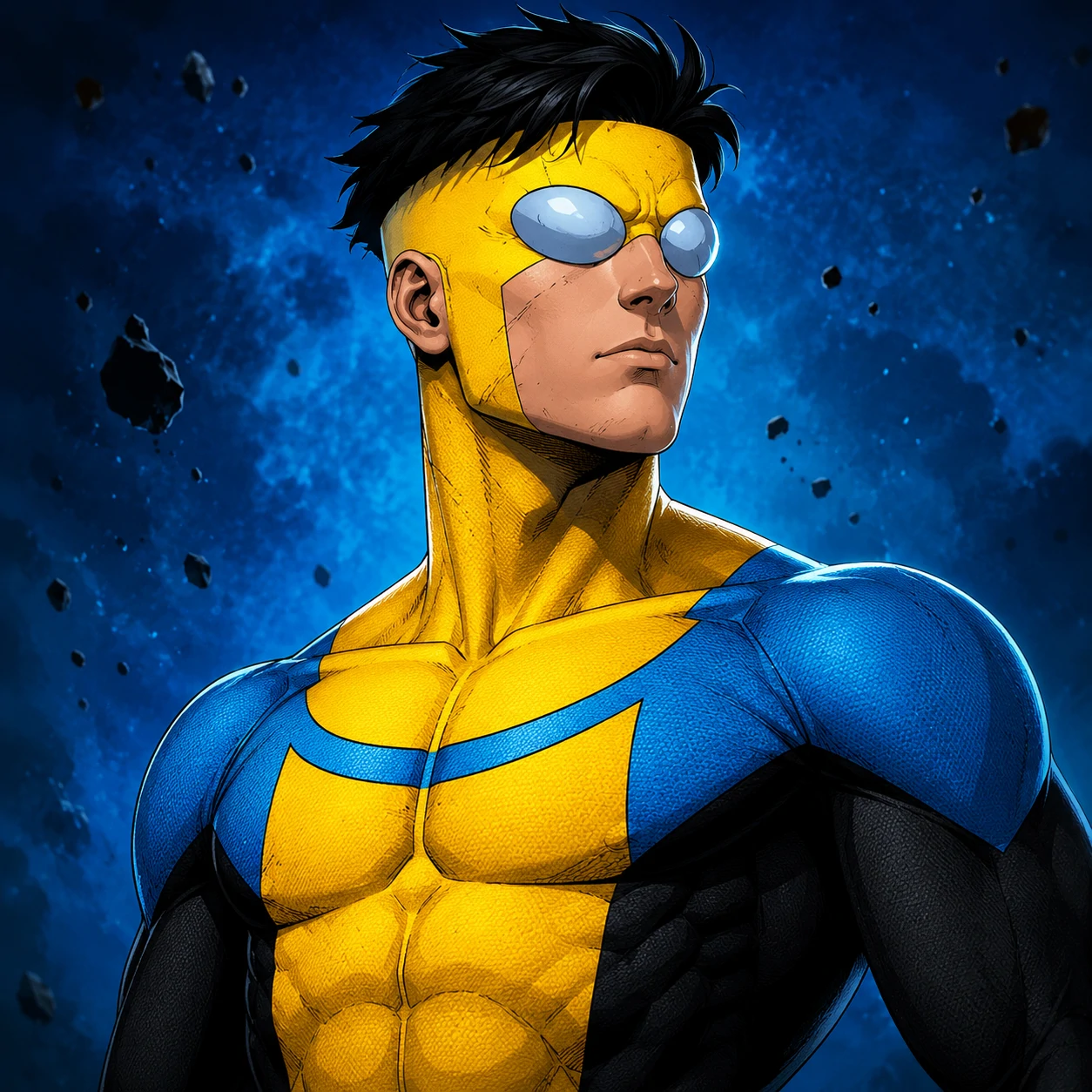 High resolution 4K Invincible PFP with detailed suit texture and clean shadow work