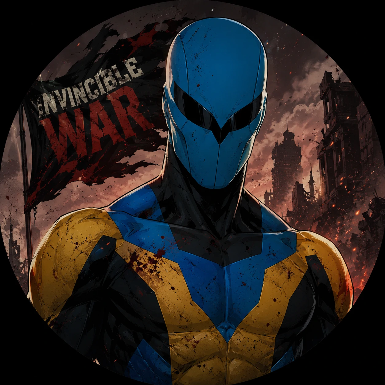 Invincible War PFP featuring a variant Mark with alternate mask and battle suit