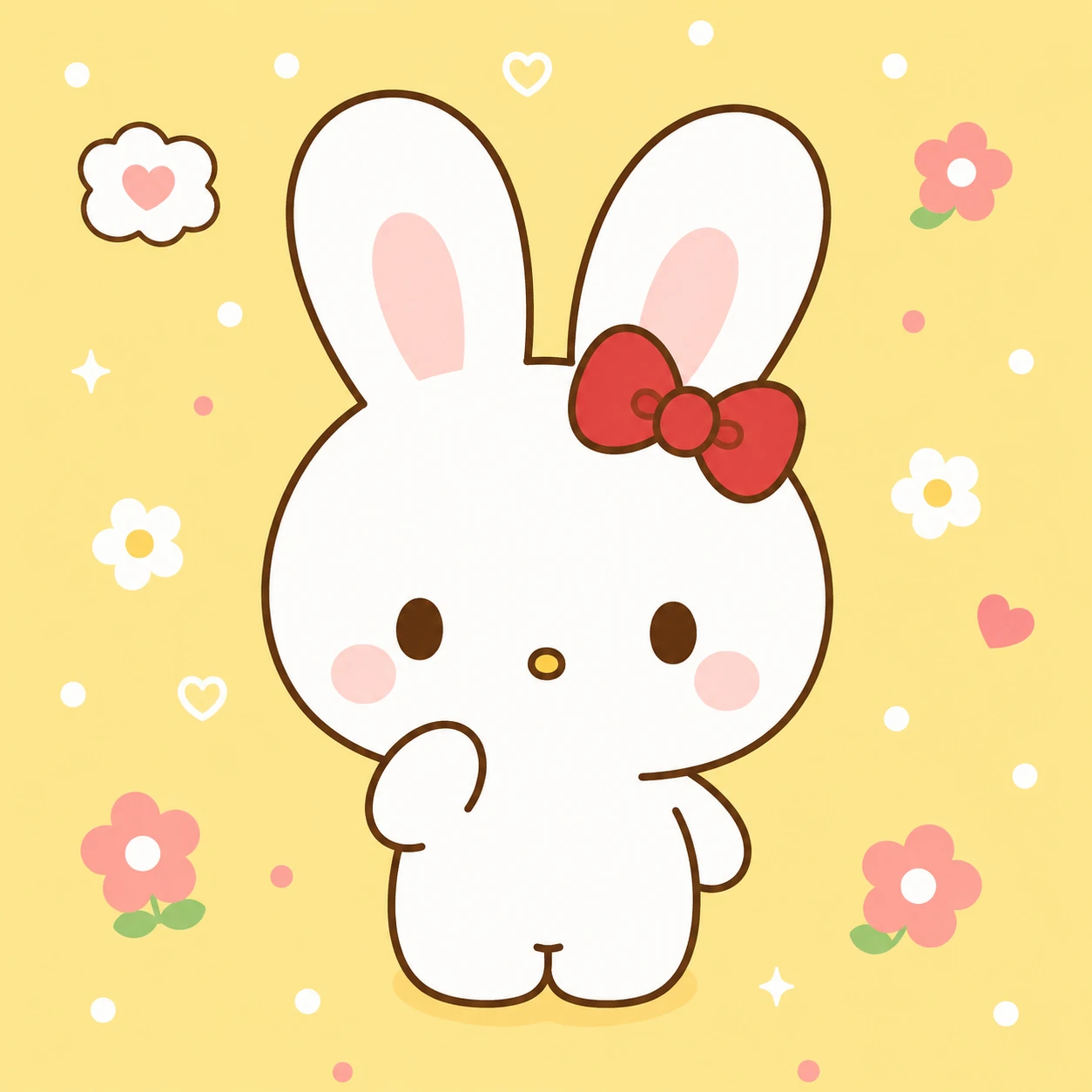 Kawaii bunny pfp in Sanrio-inspired style with dot eyes and a tiny bow