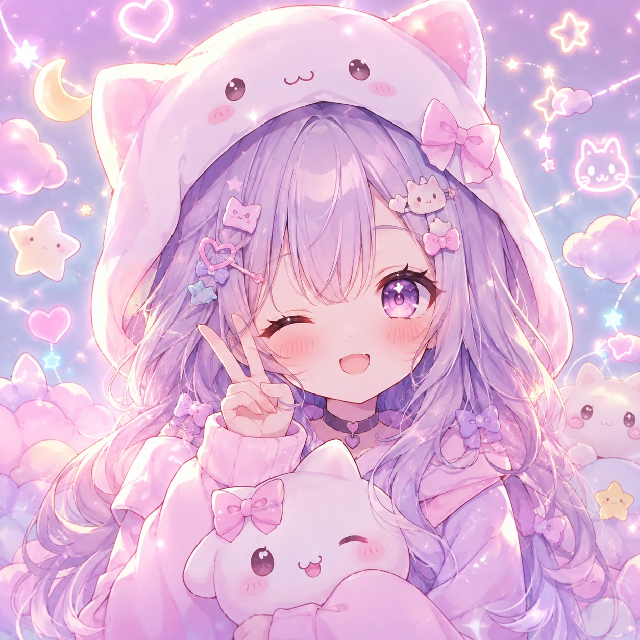 kawaii PFP for Instagram optimised for round crop with pastel anime icon and soft glow