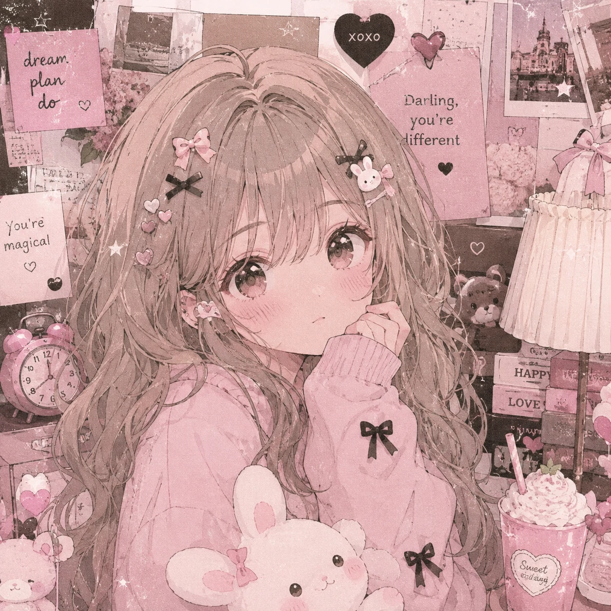 kawaii PFP curated for Pinterest with a pastel anime mood board aesthetic and soft grain