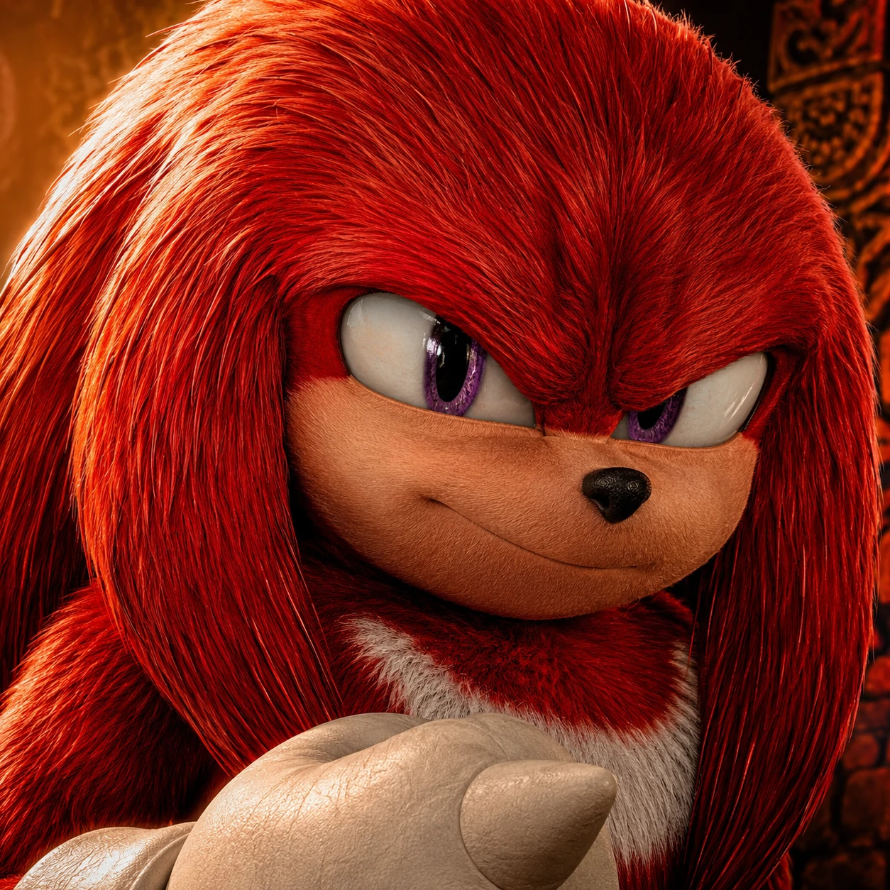 Movie-style Knuckles PFP with detailed fur texture and a slight smirk