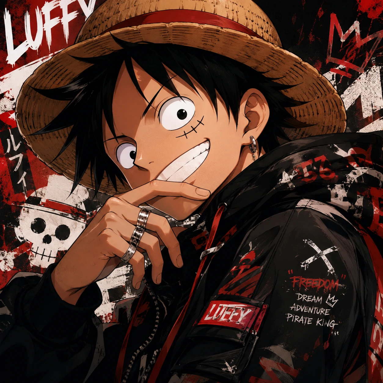 Luffy boy profile picture with stylish anime edit and confident youthful vibe