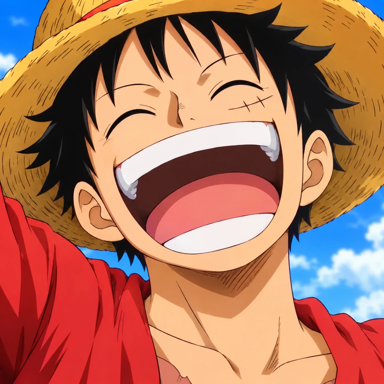 Luffy GIF pfp with laughing loop and bright anime expression
