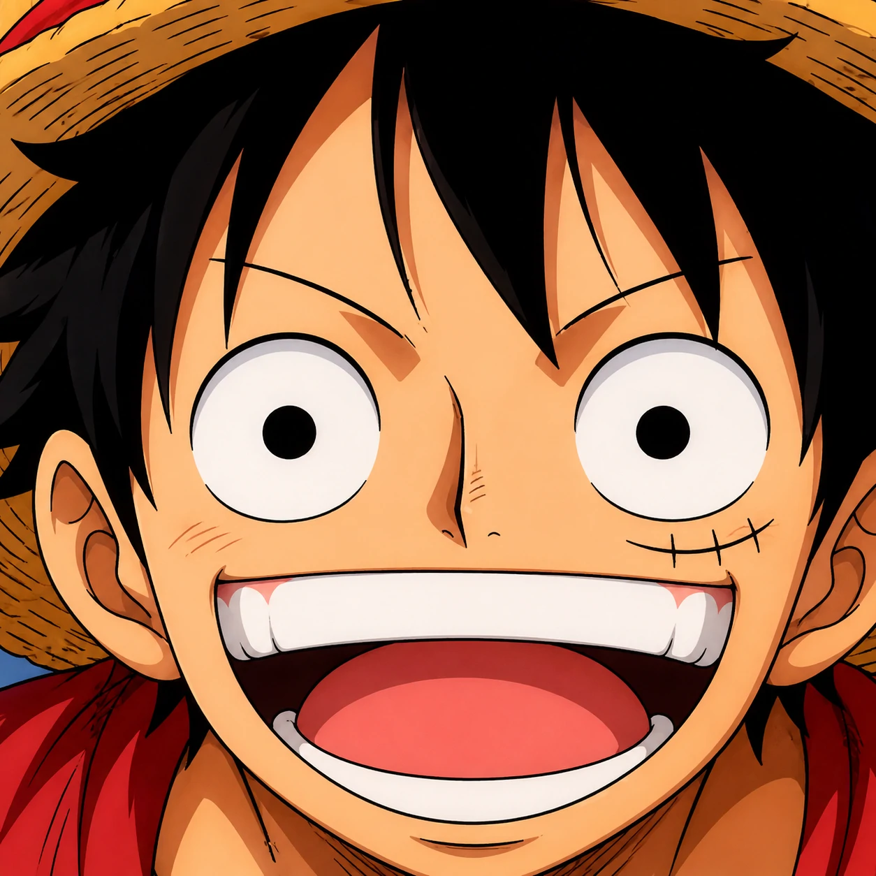 Luffy icon pfp with tight face crop and bright anime expression