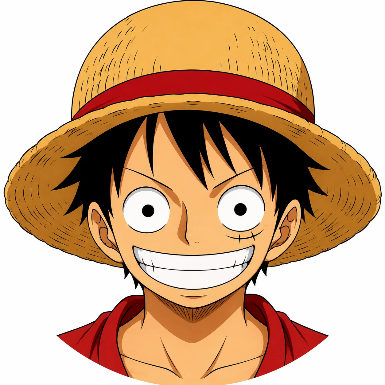 Luffy profile icon with minimal background and centered Straw Hat close-up