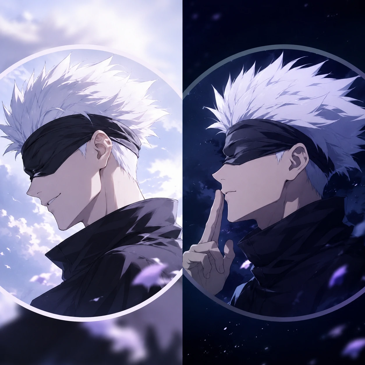 Matching Gojo profile pictures with soft contrast pair composition