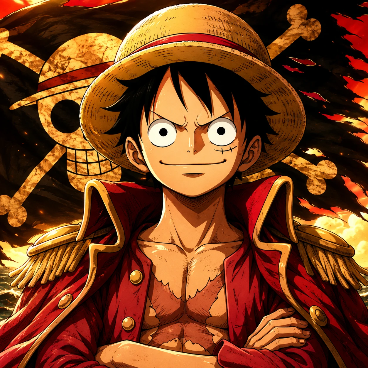 Monkey D Luffy profile picture with confident look and Pirate King energy