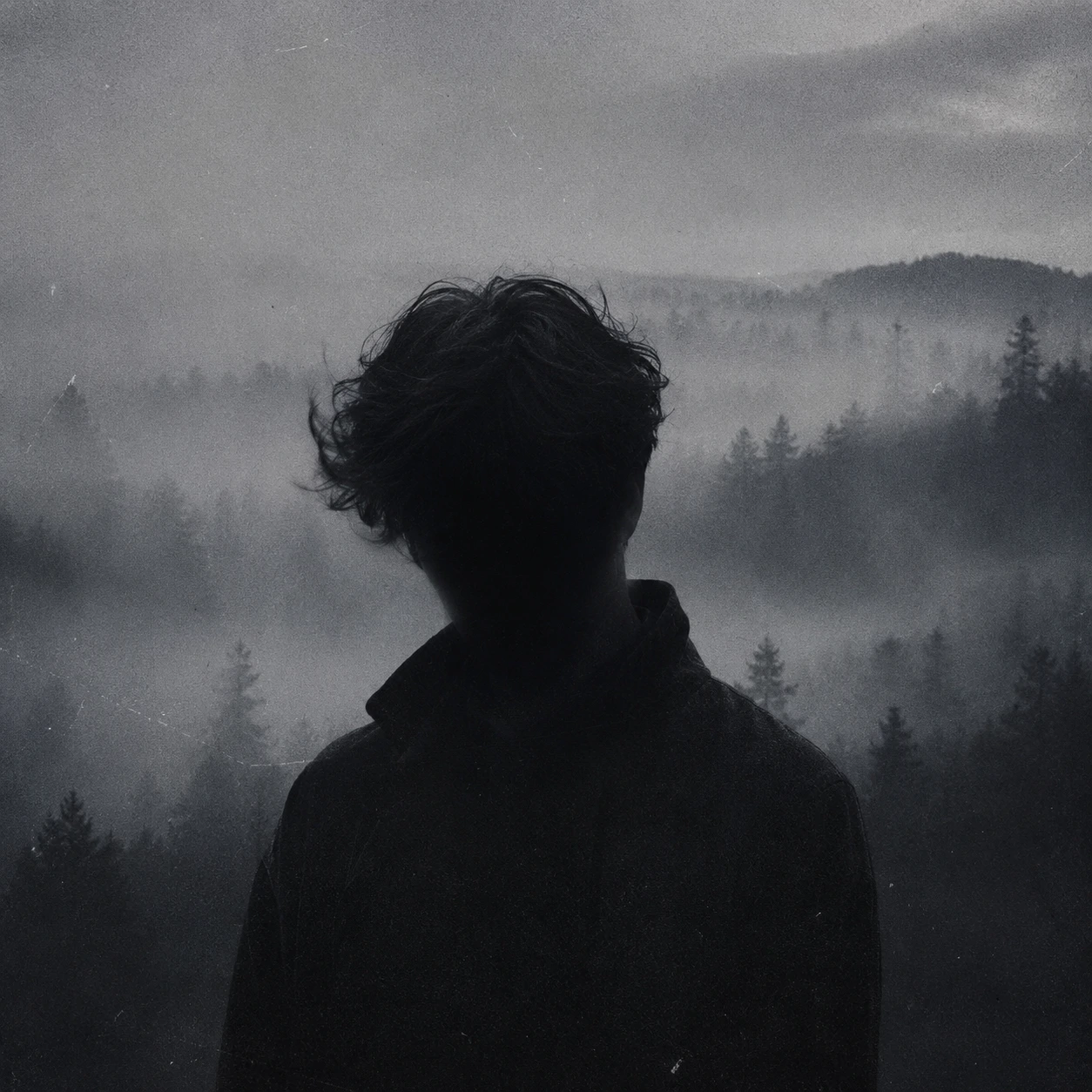 Mysterious unknown pfp with moody film edit, fog and faceless figure