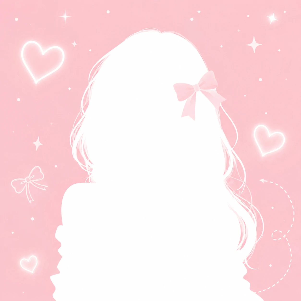Pink unknown pfp with soft girl aesthetic and white silhouette detail