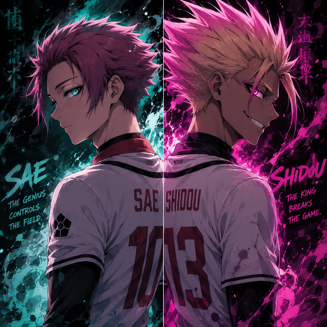Matching Shidou PFP set with Sae and Shidou back to back in anime style