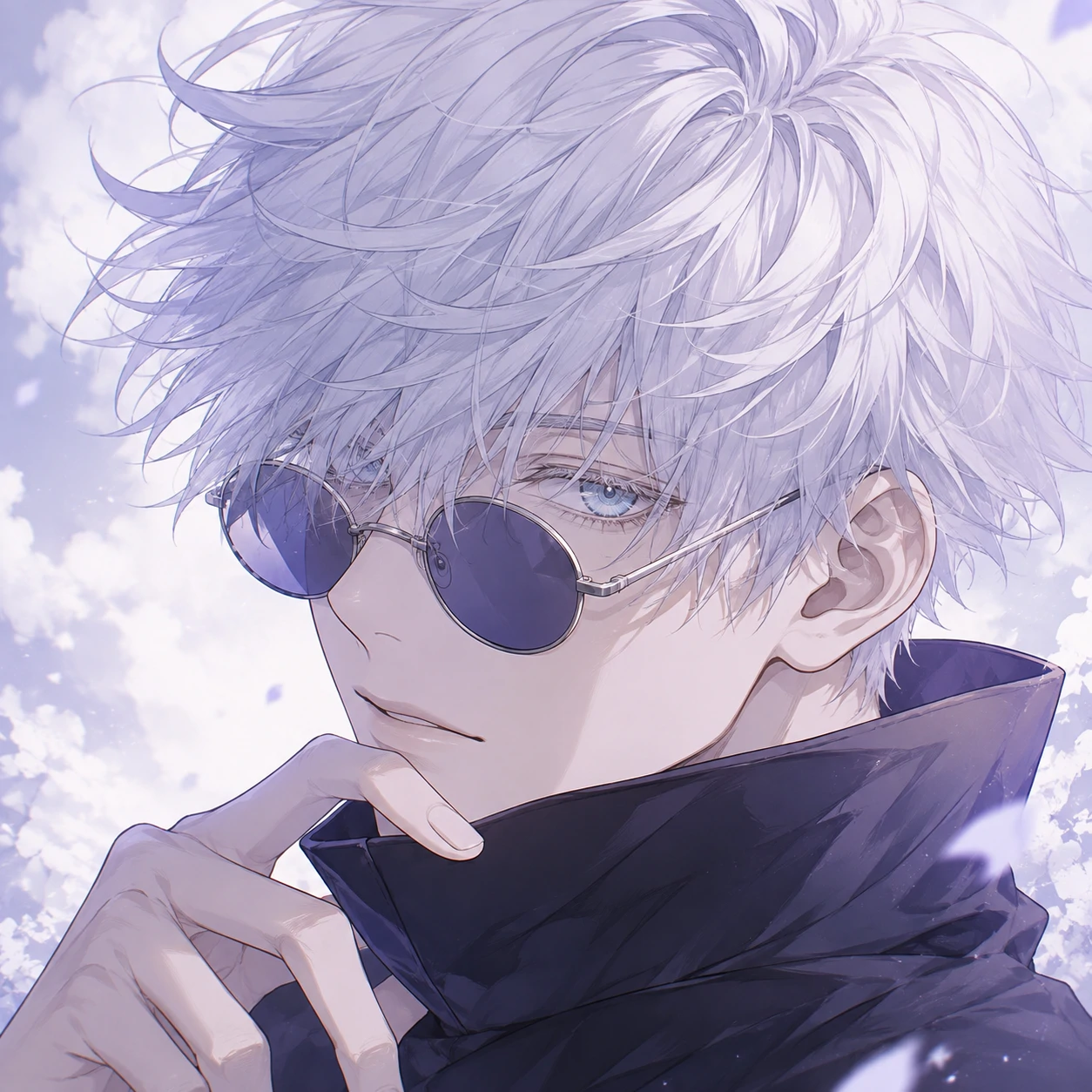 Satoru Gojo fanart profile icon with soft line art and silver hair