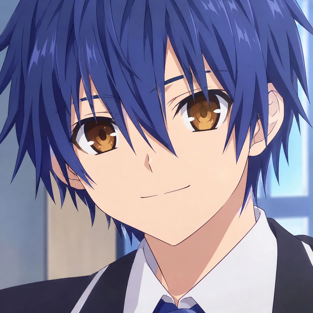 Shido Itsuka PFP from Date A Live with dark blue hair and amber eyes