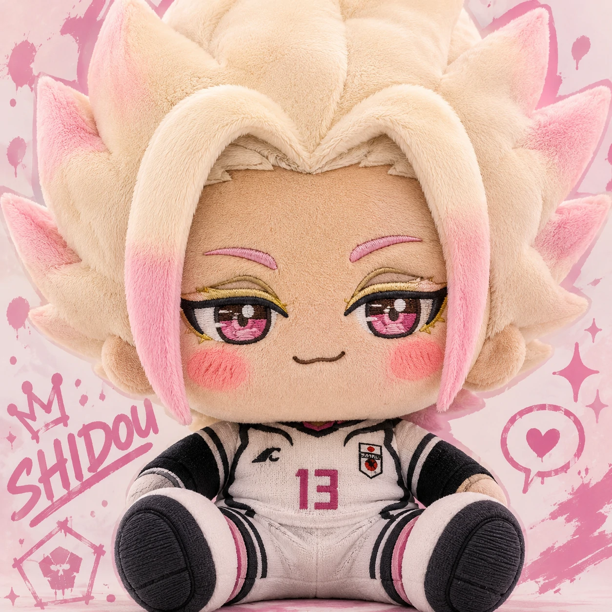 Shidou chibi PFP plushie style with soft colors and rosy cheeks