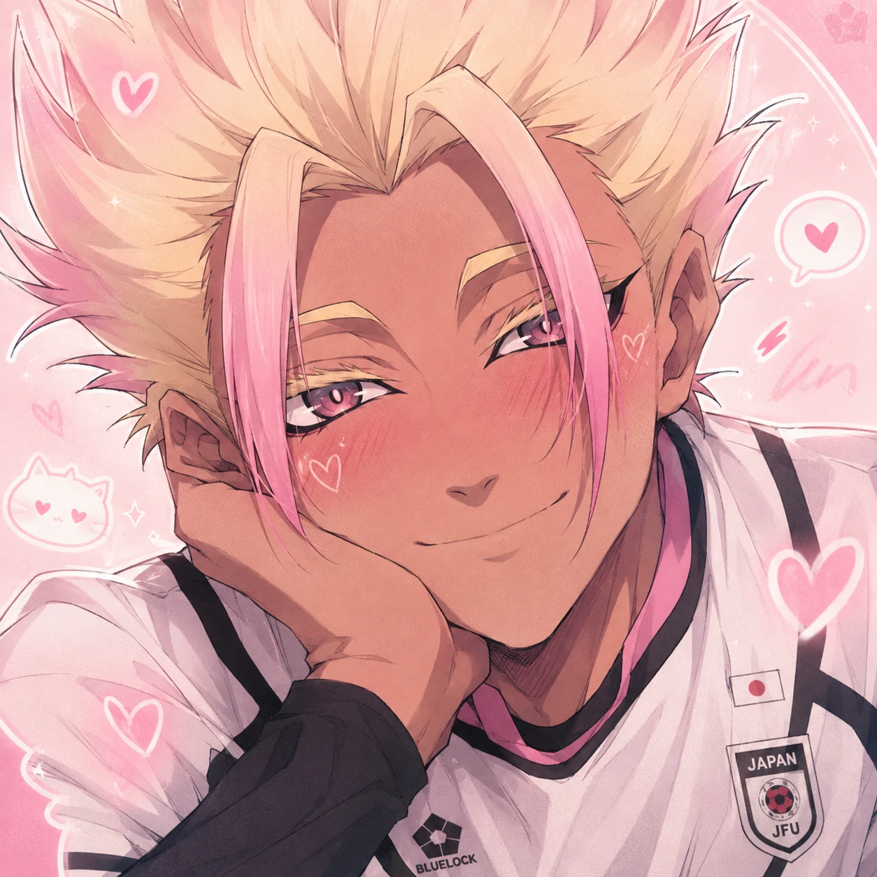 Cute Shidou PFP with soft blush and a gentle smile in pastel colors