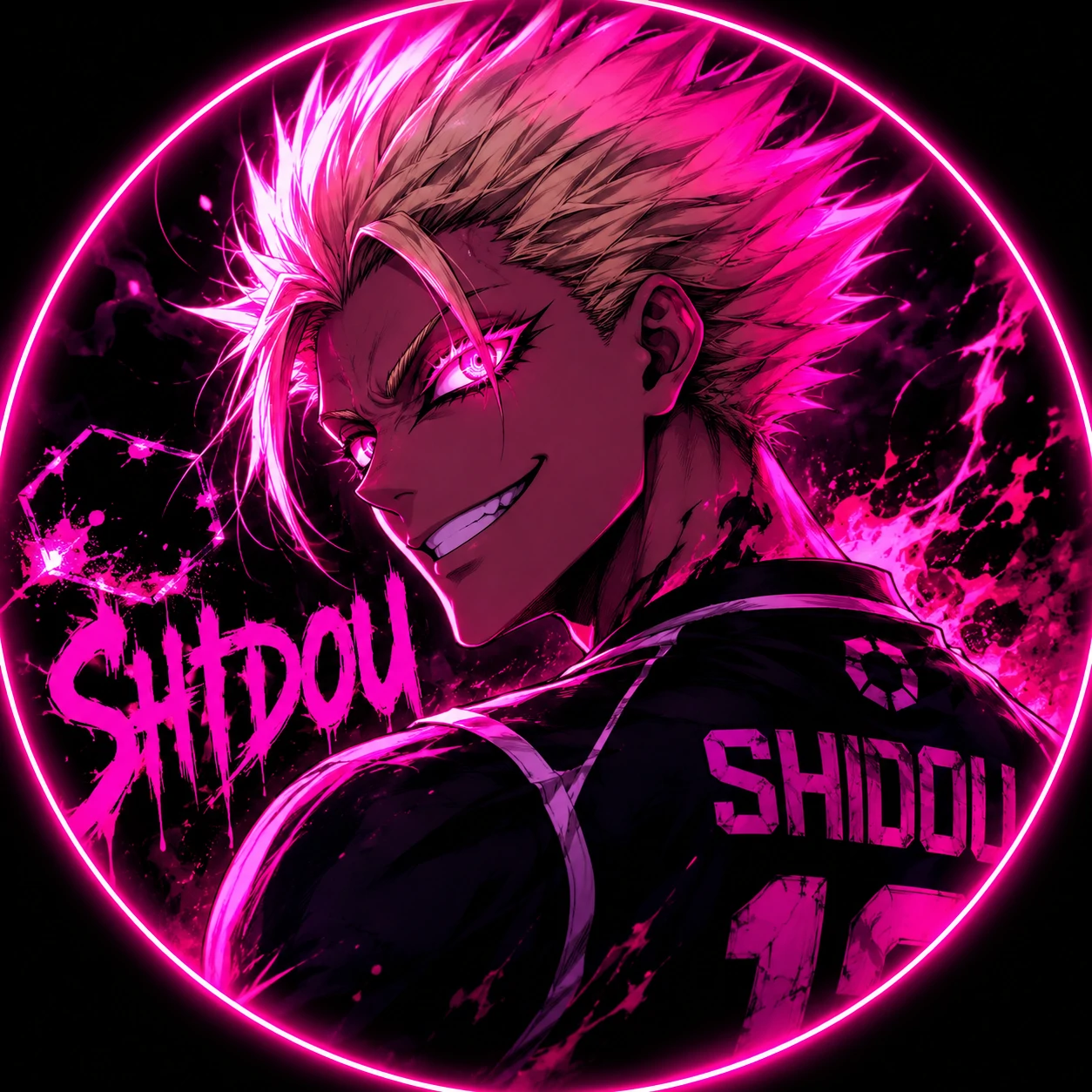 Shidou Discord PFP with neon pink accents designed for dark mode themes