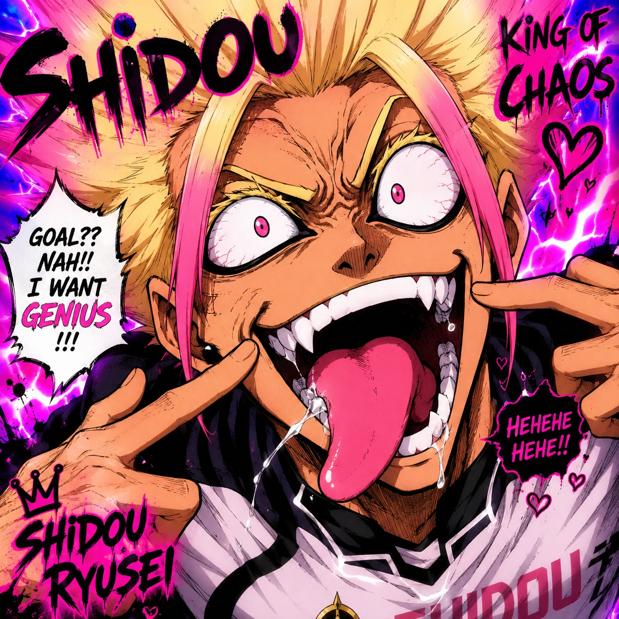 Goofy Shidou PFP with an exaggerated expression and bright colors