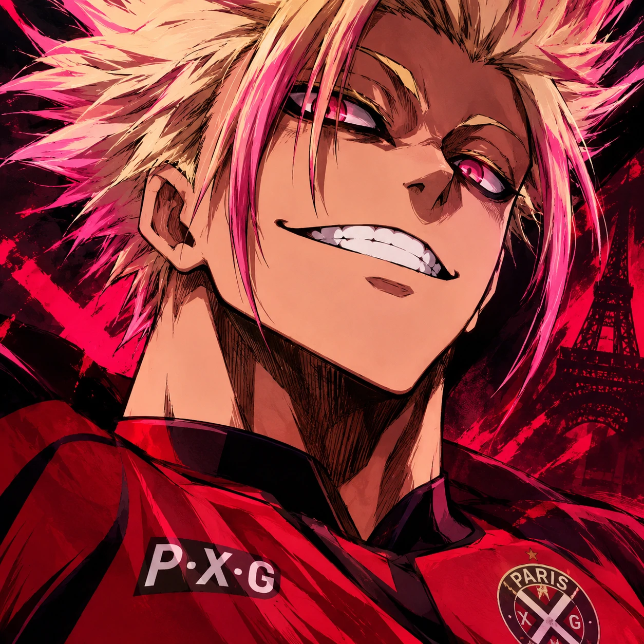 Shidou NEL PFP of Ryusei Shidou in the red Paris X Gen uniform