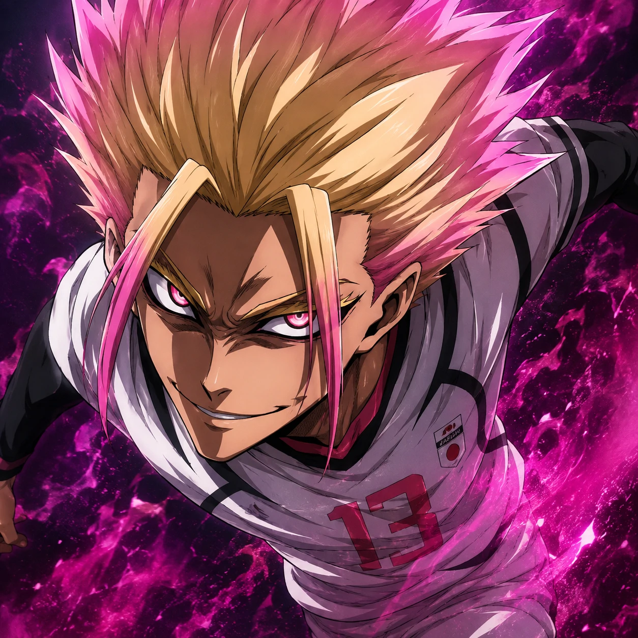 Shidou PFP 4K key art of the Blue Lock forward with detailed shading