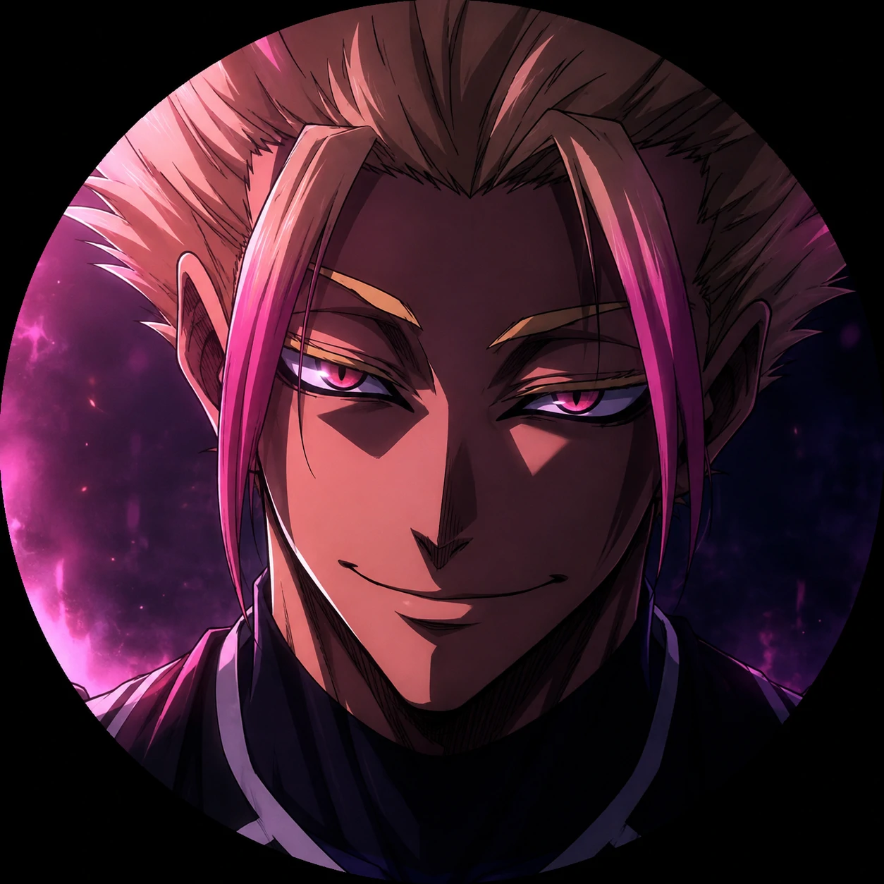 Shidou PFP animated GIF of a slow smirk with shifting light