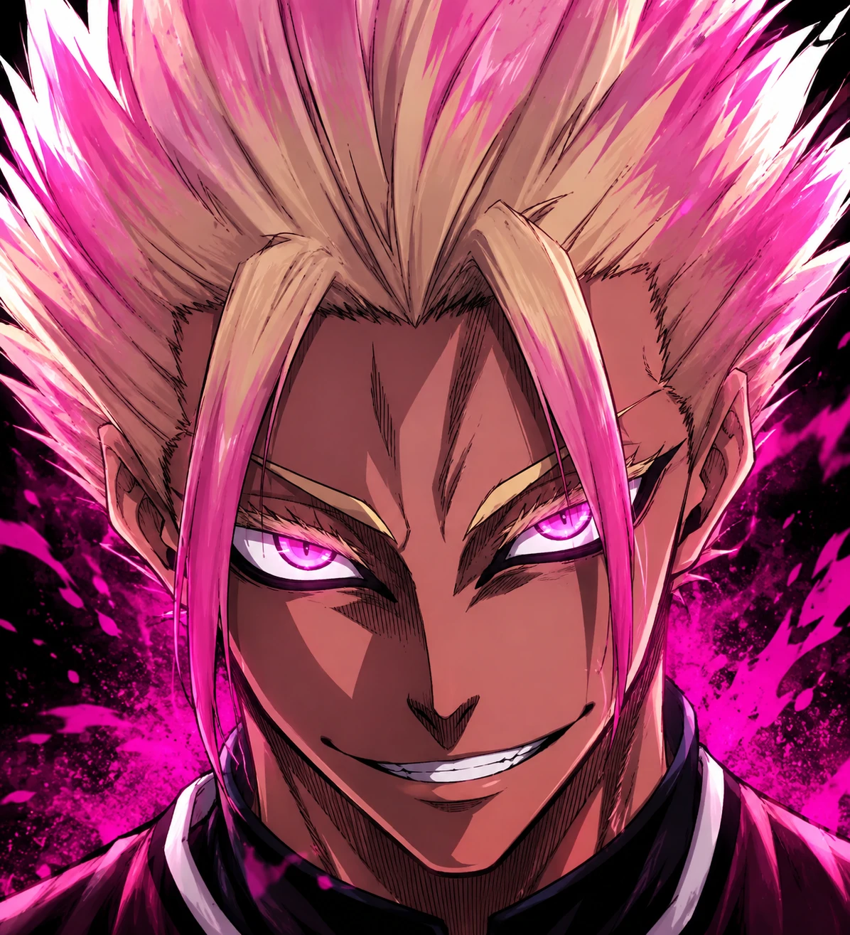 Ryusei Shidou PFP portrait of the Blue Lock striker with pink eyes and spiked hair