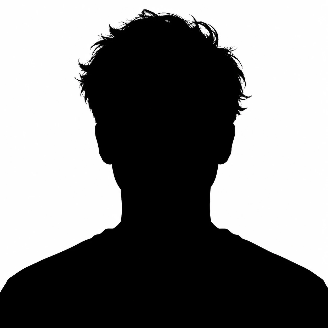 Shadow silhouette unknown profile picture in stark black and white
