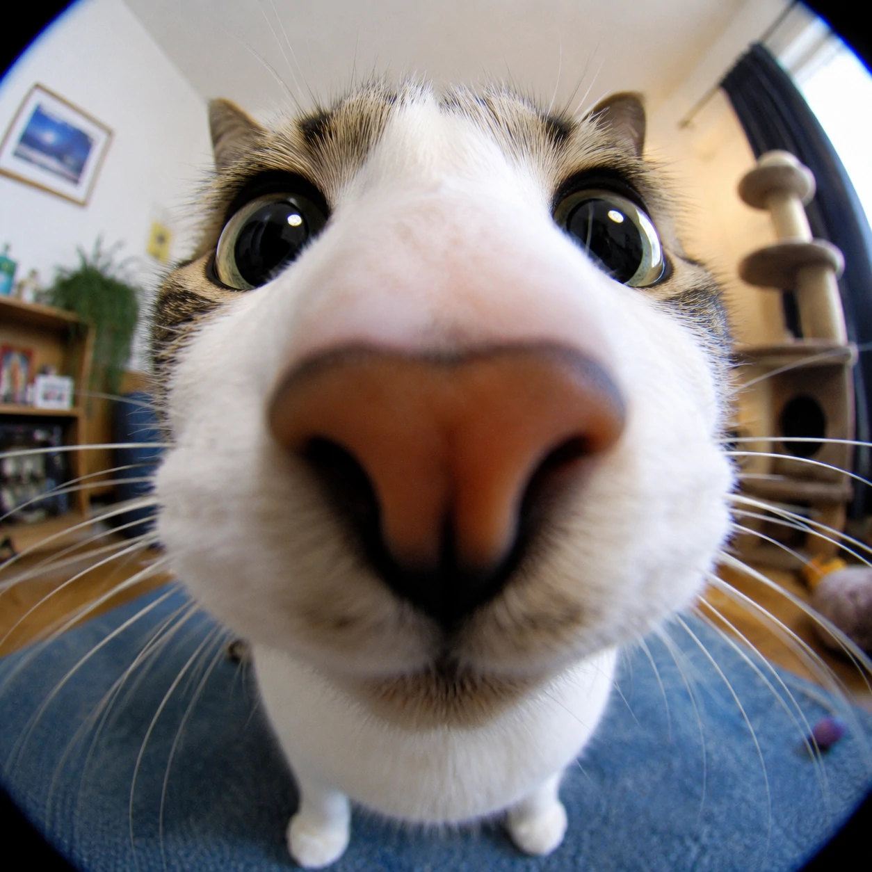 Silly cat profile picture shot with a wide-angle lens making the nose look comically huge