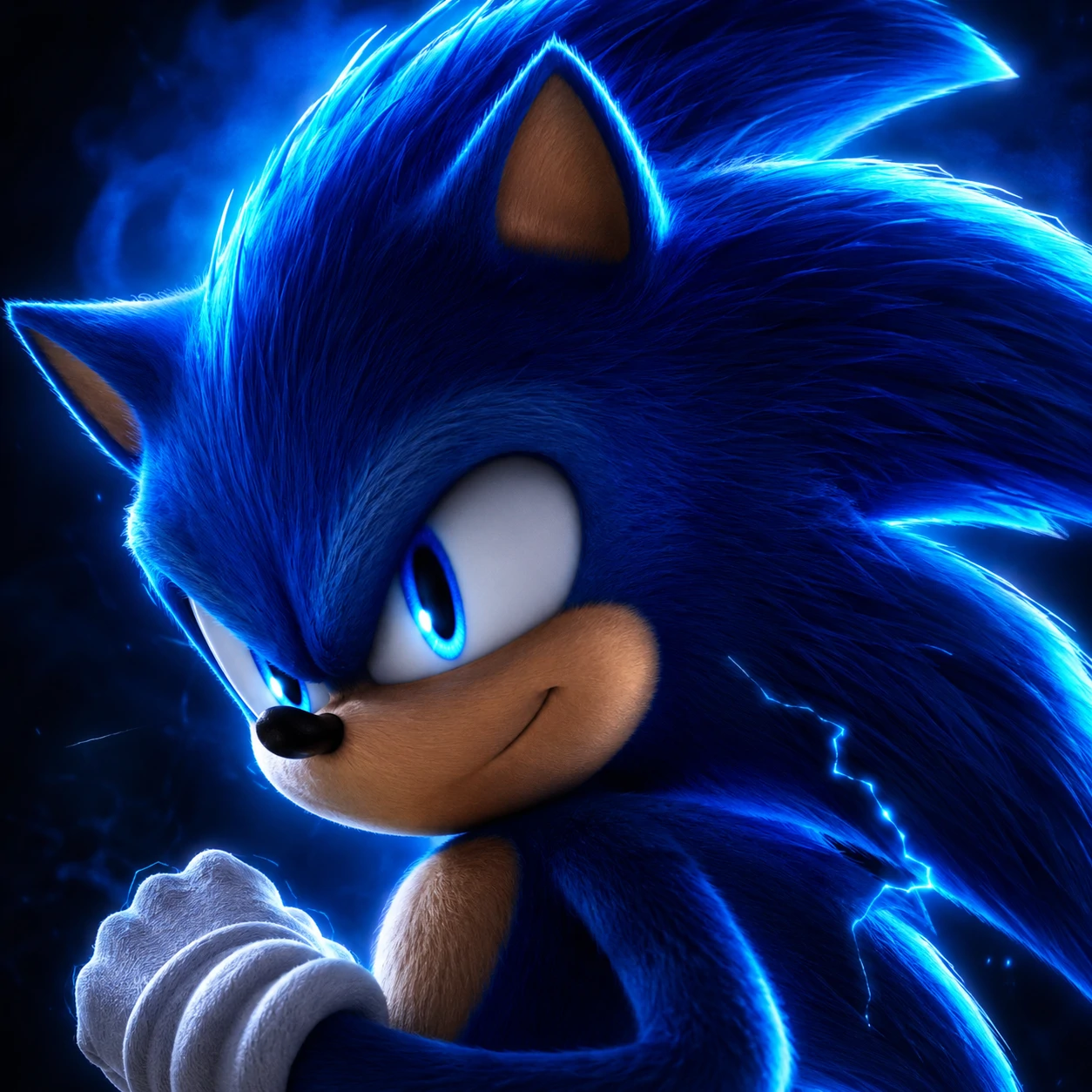 High resolution HD Sonic profile picture with cinematic blue rim lighting