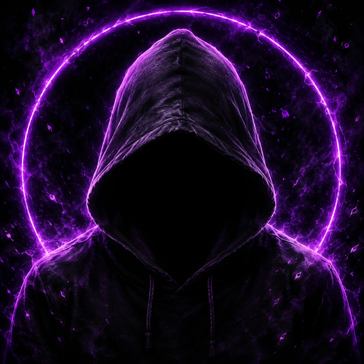 Mysterious unknown Discord pfp avatar with hooded figure and neon accent