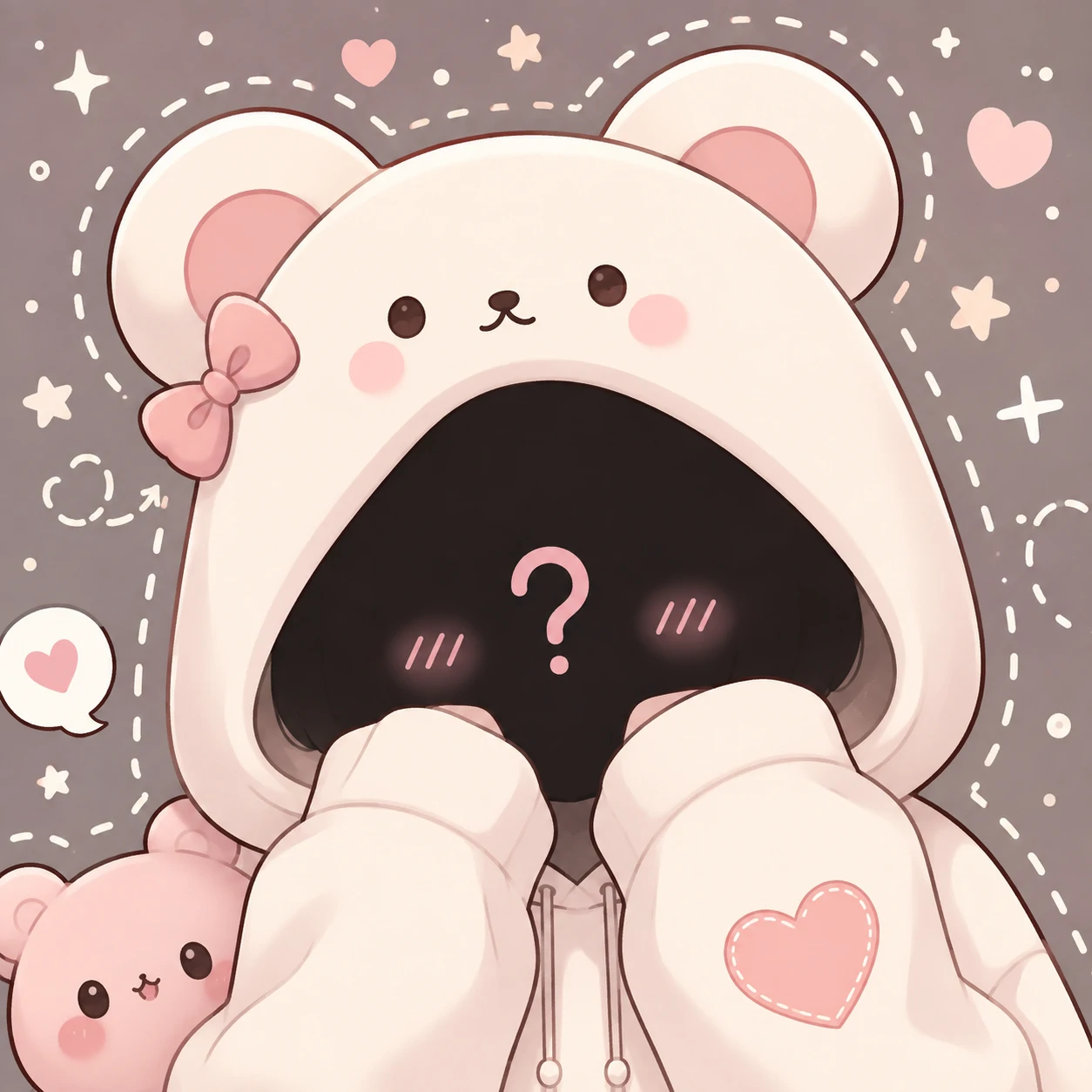 Kawaii style cute unknown pfp with rounded shapes and blush details